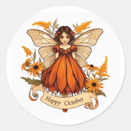 Lycklig Oktober Fairy Runt Klistermärke