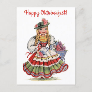 Lycklig Oktoberfest Tyskland tysk kvinnoresa Vykort