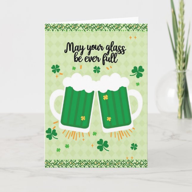 Lycklig öl Skål St Patricks-kort Kort (Framsida)