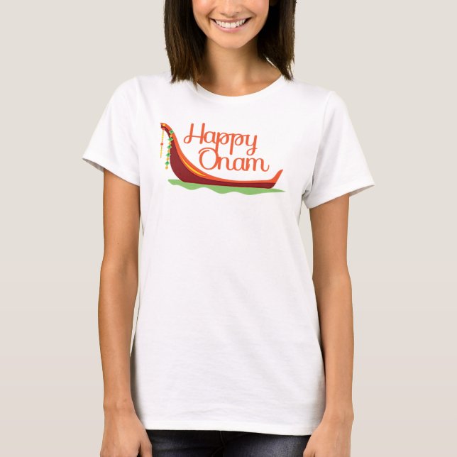 Lycklig Onam BoatT-Shirt T Shirt (Framsida)