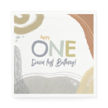 Lycklig One First Birthday-pojken Pappersservett