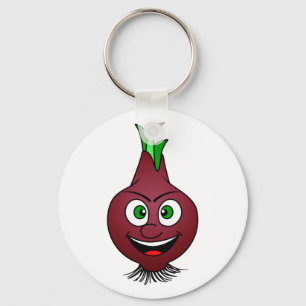 Lycklig Onion Vegan Vegetable Illustration Nyckelring