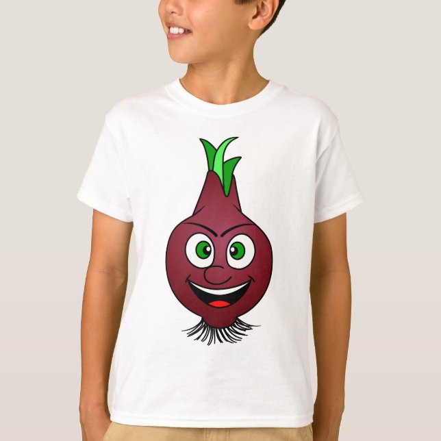 Lycklig Onion Vegan Vegetable Illustration T Shirt (Framsida)
