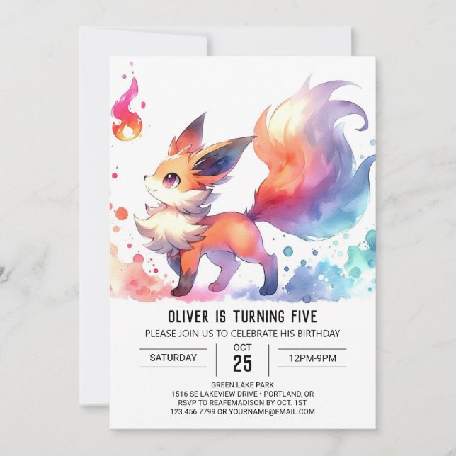 Lycklig Online Fox Birthday Inbjudningar (Framsida)