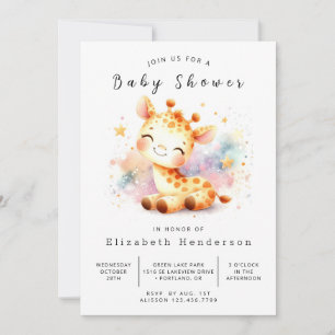 Lycklig Online Giraffe Baby Shower Inbjudningar