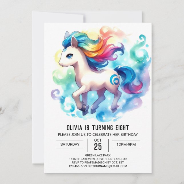 Lycklig Online Horse Birthday Inbjudningar (Framsida)