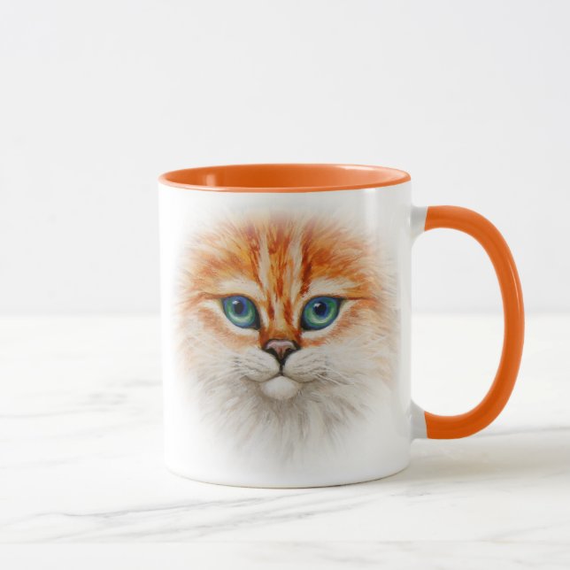 Lycklig Orange Kattunge Ansikte Mugg (Höger)