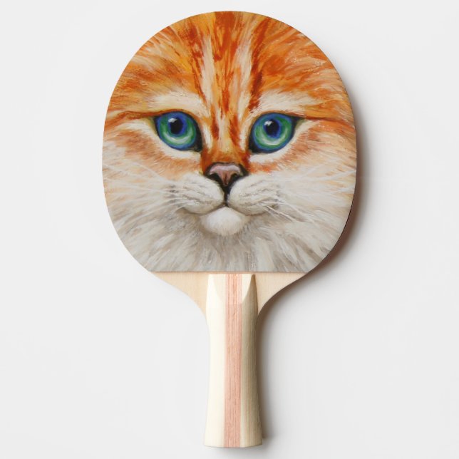 Lycklig Orange Kattunge Ansikte Pingisracket (Framsidan)