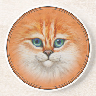 Lycklig Orange Kattunge Ansikte Underlägg