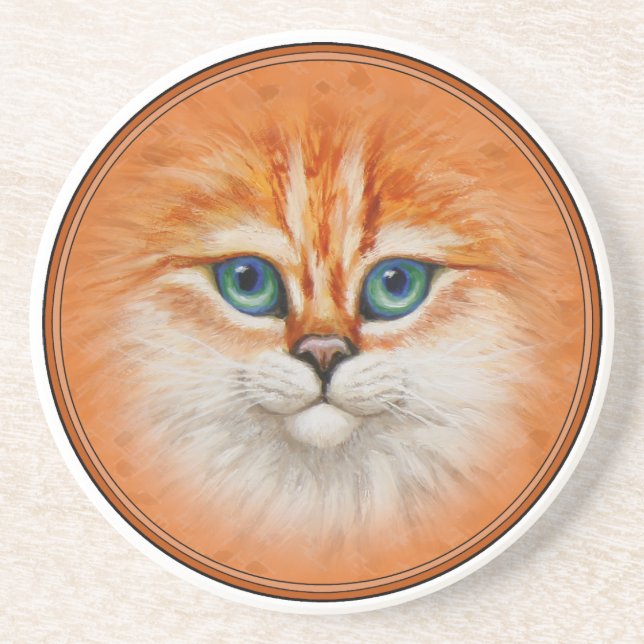 Lycklig Orange Kattunge Ansikte Underlägg (Framsidan)