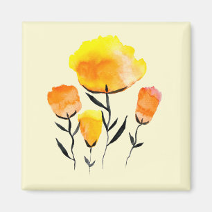 Lycklig orange och gula blommor magnet