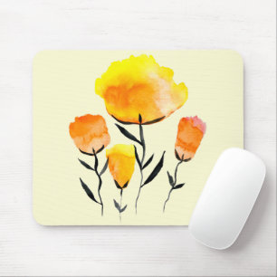 Lycklig orange och gula blommor musmatta