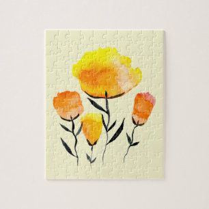Lycklig orange och gula blommor pussel