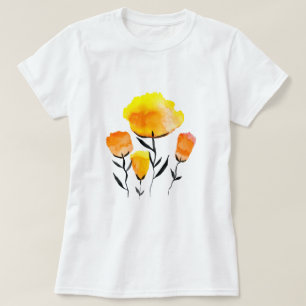 Lycklig orange och gula blommor t shirt