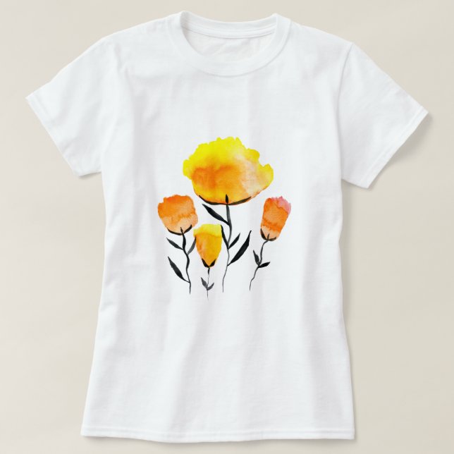 Lycklig orange och gula blommor t shirt (Design framsida)