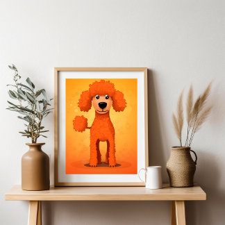 Lycklig Orange Pudel Hund Poster