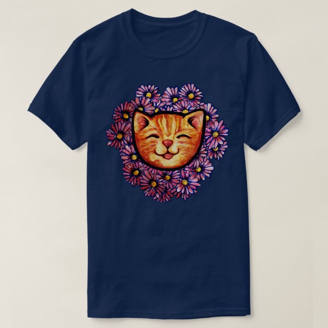 Lycklig Orange Tabby katt T Shirt (Design framsida)