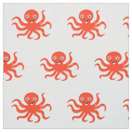 Lycklig Orange Tecknad Octopus Tyg