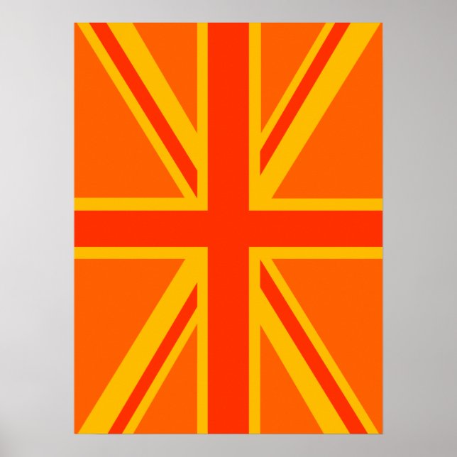 Lycklig Orange Union Jack British Flagga Swag Poster (Framsidan)