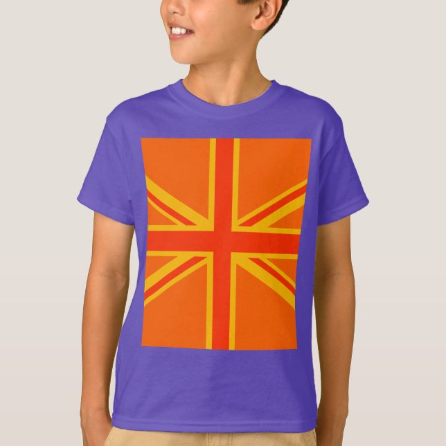Lycklig Orange Union Jack British Flagga Swag T Shirt (Framsida)