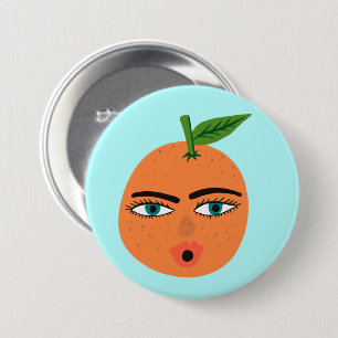 Lycklig Orange Whimsical Button Knapp