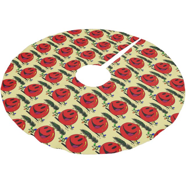 Lycklig Ornament Träd Skirt Julgransmatta Borstad Polyester (Vinklad)