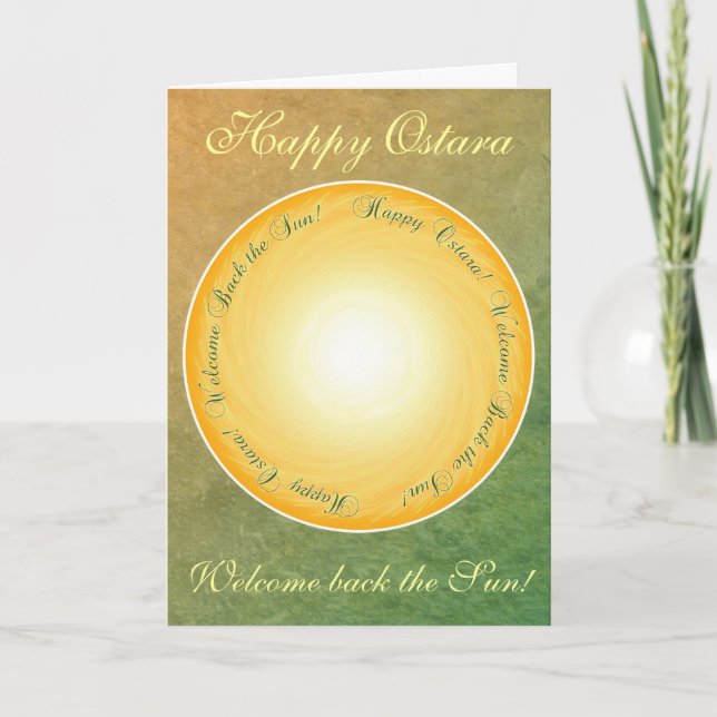 Lycklig Ostara! Välkommen tillbaka till Sol! Kort (Framsida)