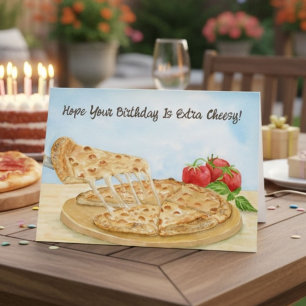 Lycklig Ostig Pizza Födelsedag Kort