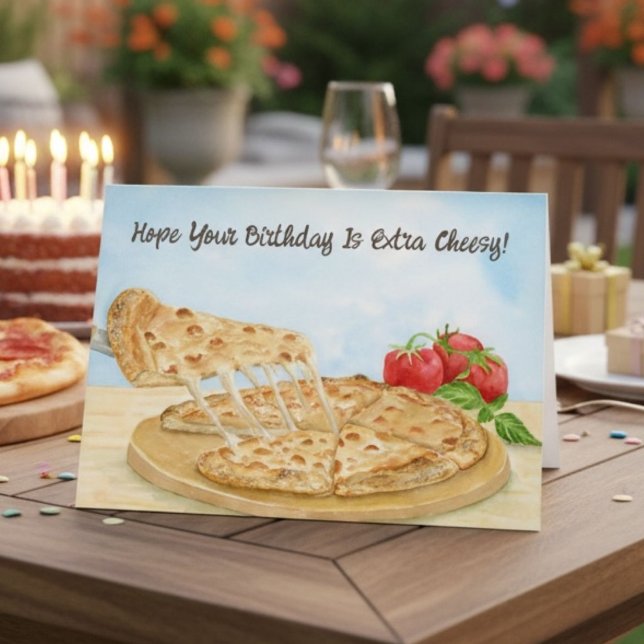 Lycklig Ostig Pizza Födelsedag Kort (Skapare uppladdad)