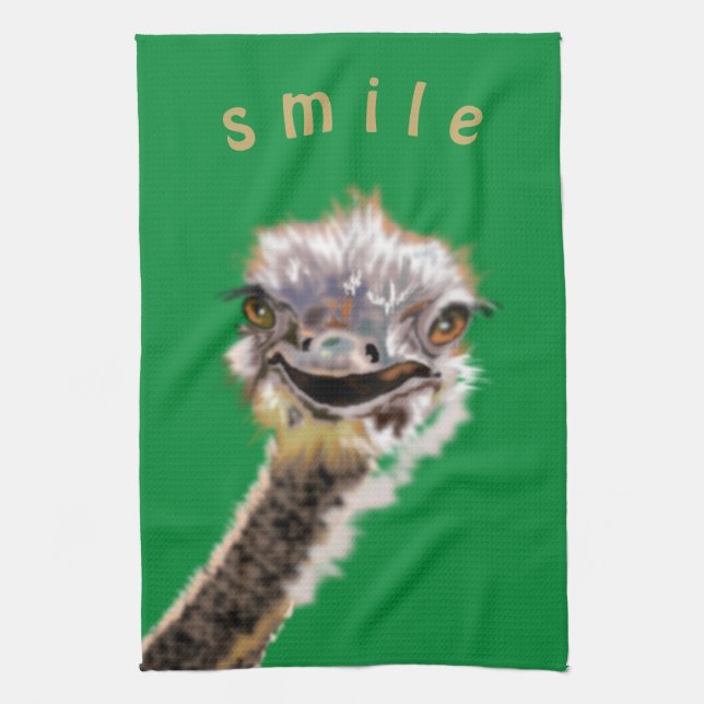 Lycklig Ostrich Kökshandduk (Vertikal)