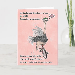 Lycklig Ostrich Moment - tvåspråkig Kort