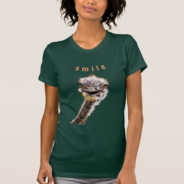 Lycklig Ostrich - T Shirt (Framsida)