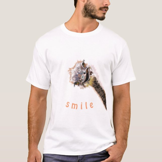 Lycklig Ostrich - T Shirt (Framsida)