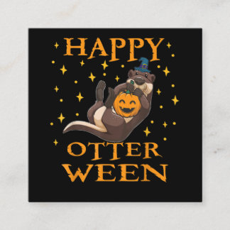 Lycklig Otterween Cute Sea Otter Halloween Costume Fyrkantigt Visitkort