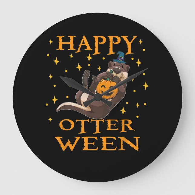Lycklig Otterween Cute Sea Otter Halloween Costume Stor Klocka (Framsida)