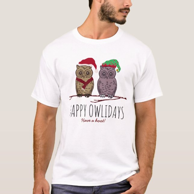 Lycklig Owlidays, Festive T Shirt (Framsida)