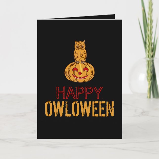 Lycklig Owloween, Halloween Kort (Framsida)