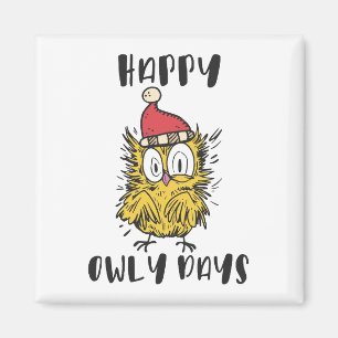 Lycklig Owly Days Funny Santa Uggla Magnet