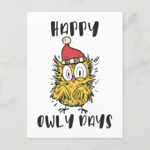 Lycklig Owly Days Funny Santa Uggla Vykort