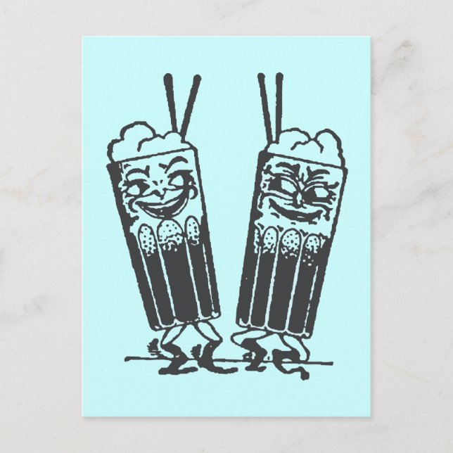 Lycklig Pair of Sodas Vykort (Framsida)
