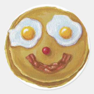 Lycklig Pancake Sticker Runt Klistermärke