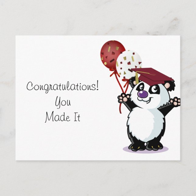 Lycklig Panda Bear Student Vykort (Framsida)