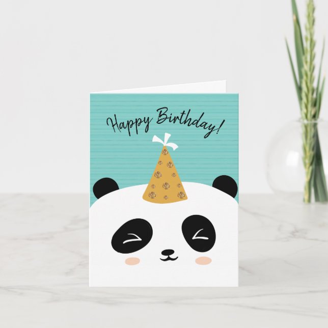 Lycklig Panda Birthday Card Kort (Framsida)