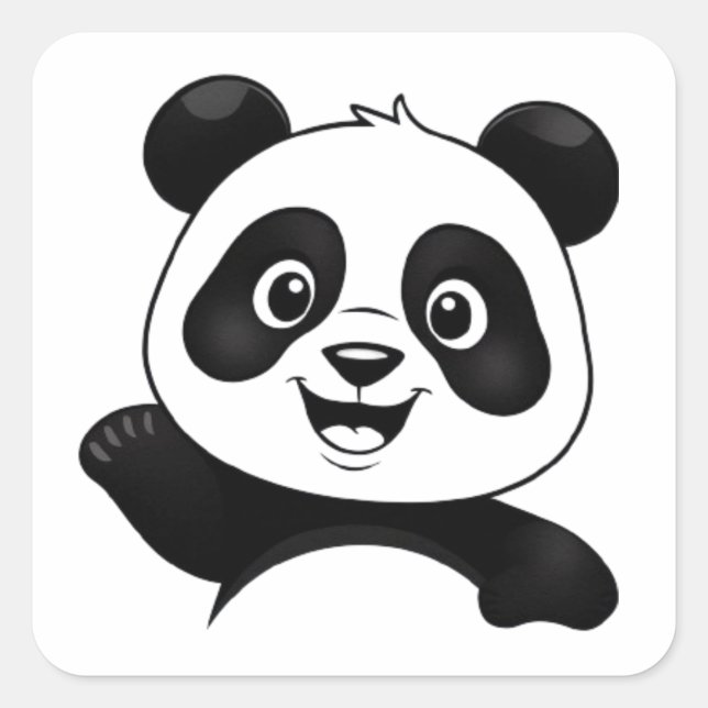 LYCKLIG PANDA CUTE FYRKANTIGT KLISTERMÄRKE (Framsida)