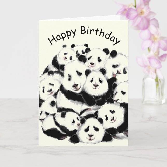 Lycklig Panda Födelsedagskort Kort (Orkide)