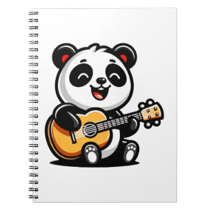 Lycklig Panda Guitarist - Cute Acoustic Music Desi Anteckningsbok
