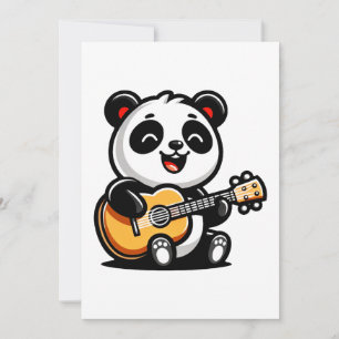 Lycklig Panda Guitarist - Cute Acoustic Music Desi Julkort
