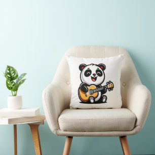 Lycklig Panda Guitarist - Cute Acoustic Music Desi Kudde