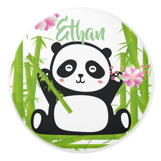 Lycklig Panda med Bamboo & Cherry Blommar Knopp (Framsidan)