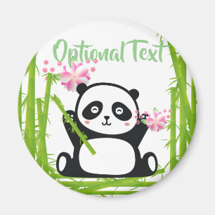 Lycklig Panda med Bamboo & Cherry Blommar Magnet